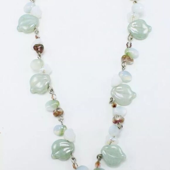 Vintage Bohemian Czech Glass Beaded Necklace on Silver Chain 16" NWOT - Picture 2 of 2